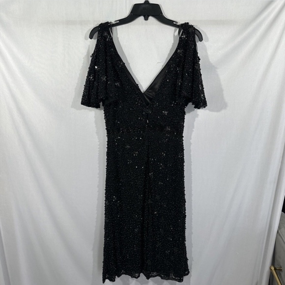 NEW $498 Mac Duggal [ 8 ]‎ Cold Shoulder Sequin Sheath Dress in Black - Picture 11 of 15
